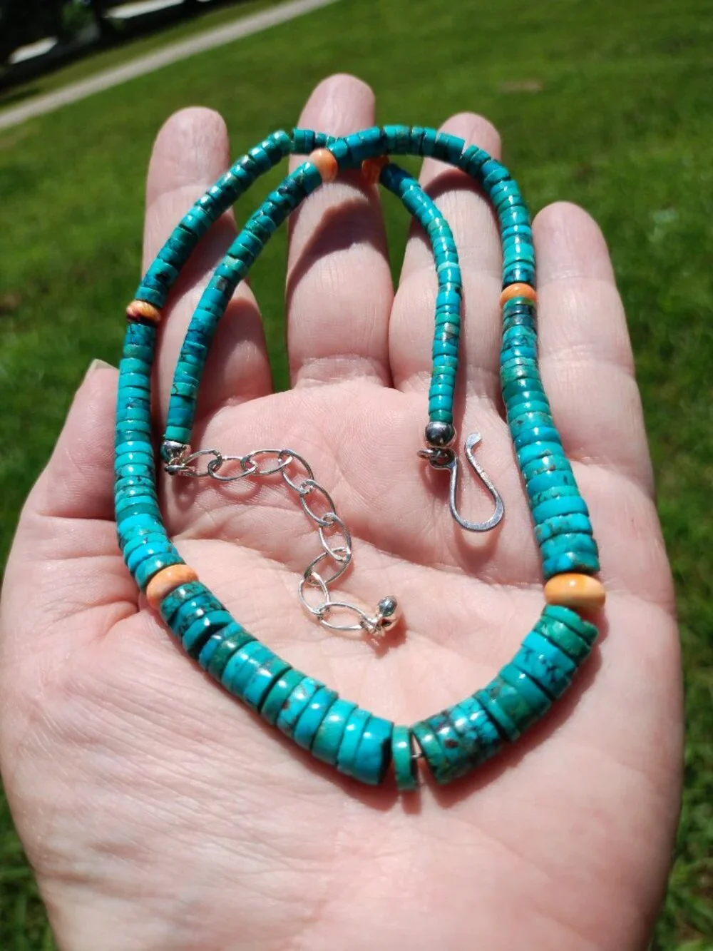 Jay King DTR Turquoise and spiny oyster necklace 925 Sterling Silver Southwester - Picture 2 of 12